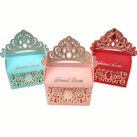 10pcs Royal Shiny Gemstone Crown Candy Box Wedding Party Favors Box Birthday Party Candy Box Wedding Souvenir Boda ► Photo 1/6