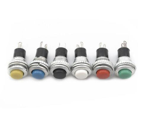 1pcs Black/Green/Yellow/Blue/White/Red OFF-Momentary ON 0.5A 250VAC Remote Control Push Button Switches 10mm  DS-316 ► Photo 1/3