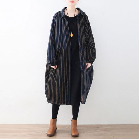 Johnature Women Striped Wool Parkas Patchwork Coat Bat Sleeve 2022 Winter New Plus Size Women Clothes Thick Warm Quality Parkas ► Photo 1/1