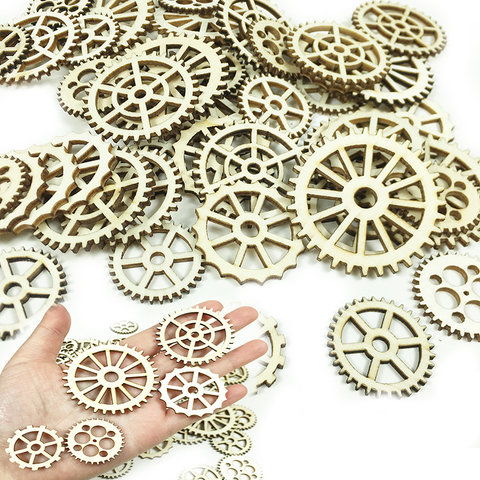 25/50/100pcs Round gear Wooden Hanging Tags Christmas Tree Ornament Steampunk style DIY Engraving Crafts Wedding party Decor ► Photo 1/5