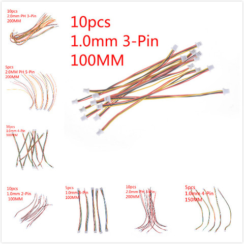 5/10pcs/lot Mini Micro SH 1.0mm/2.0mm 2/3/4/5/6Pin JST Double Connector Plugs Wires Cables 100mm/200mm ► Photo 1/6