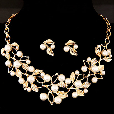 2022 New Bohemian Women Fashion Pearl Necklaces & Earrings Jewelry Sets For Women Wedding Pendant Chains Necklaces Jewelry Sets ► Photo 1/6
