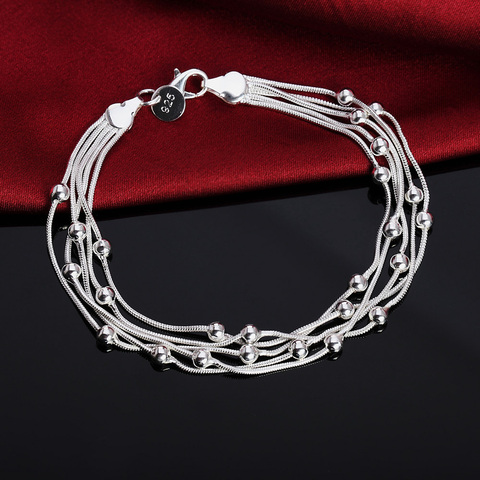 wholesale , Charms beads Chain Beautiful bracelet silver color fashion for women Wedding nice bracelet jewelry JSHh236 ► Photo 1/6