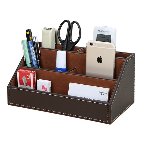 Desk Organizer Office Desktop Management Wooden Storage Boxes & Bins Home Office Storage Pen Holder Stand Mobile Phone Case ► Photo 1/6