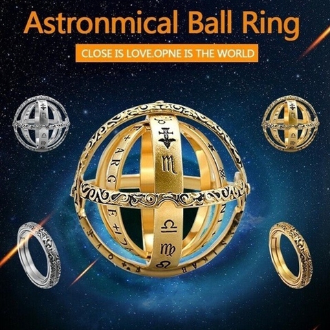 Gold Astronomical Ring For women ball mood rings Creative Complex Rotating Cosmic letter Finger ring men fashion jewelry gifts ► Photo 1/6
