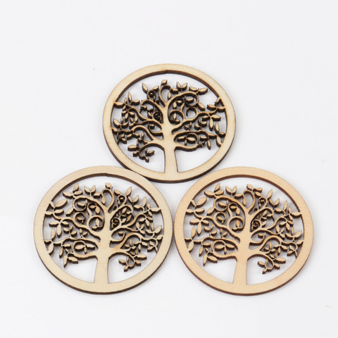 Natural Tree Pattern Wooden Scrapbooking Art Collection Craft for Handmade Accessory Sewing Home Decoration 50mm 10pcs MZ159 ► Photo 1/6