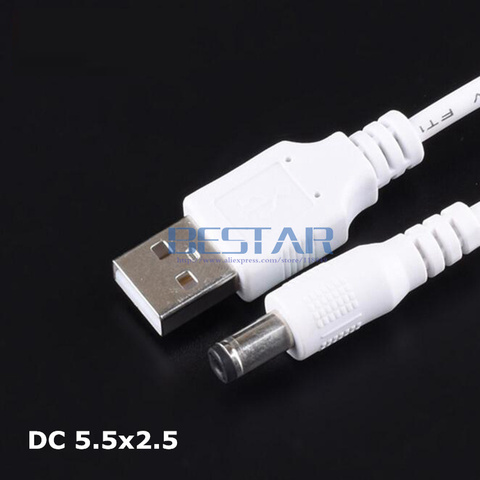 White USB To 5.5*2.5mm /DC 5525 5.5x2.5mm 5.5 mm x 2.5 mm 5.5mm/2.5mm Jack Plug DC Power charging charge Adapter Cable 1M 3FT ► Photo 1/3