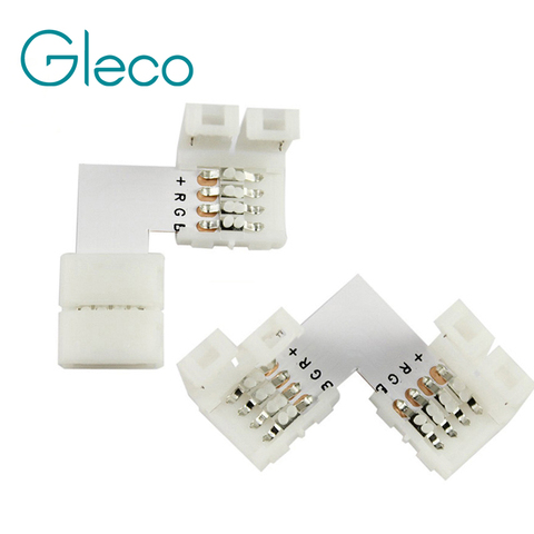 5pcs 4 pin LED Connector L Shape For connecting corner right angle 10mm 5050 LED Strip Light RGB Color ► Photo 1/3