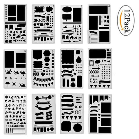 Bullet Journal Stencil Diy Diary Drawing Template 12 Pieces, 7inch X 4inch ► Photo 1/6