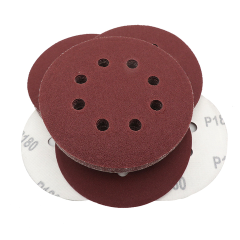 10PCS 5 Inch 125MM 8-Hole Aluminum Oxide Red Sandpaper Sanding Discs Hook and Loop 60 to 2000 Grits ► Photo 1/5