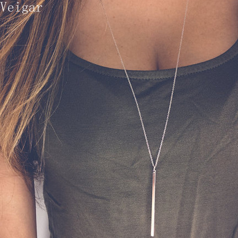 Simple Delicate Fine Bar Necklaces & Pendants Long Rod Necklace Fashion Summer Jewellery Gold/Silver Color Collier Femme 2022 ► Photo 1/3