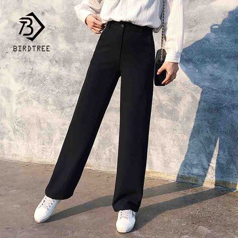 Pants Capris Y2K Aesthetic Outfits Casual High Waist Loose Wide Leg Pants  for Women Spring Autumn New Female Floor-Length White Suits Pants Ladies  Long Trousers…