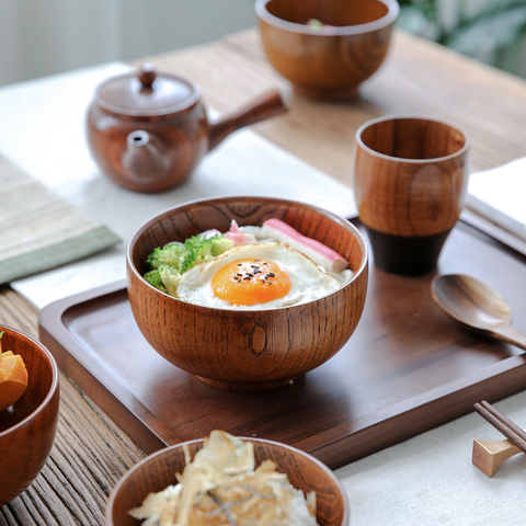 Wooden Bowl Japanese Style Wood Rice Soup Salad Food Container Large small  new