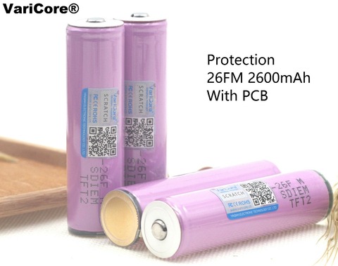VariCore Protected 100% New Original 18650 ICR18650-26FM 2600mAh Li-ion 3.7v Rechargeable Battery With PCB For flashlight ues ► Photo 1/6