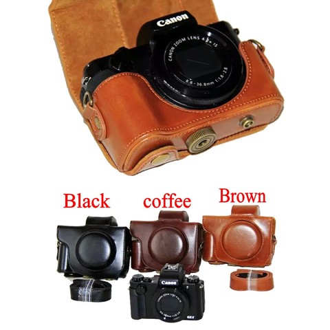 New PU Leather Camera Case Video Bag For Canon PowerShot G5X Digital Camera Bag With Strap ► Photo 1/6
