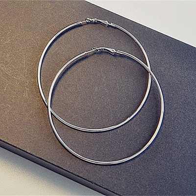 EKUSTYEE Big Circle Hoop Earring for Women Jewelry Metal Trendy Retro Big Round Circle Earrings ► Photo 1/6