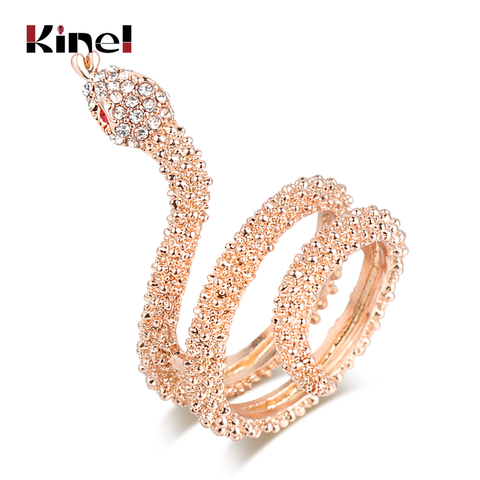 Kinel Animal Jewelry Wholesale Fashion Rose Gold Snake Rings For Women Heavy Metals Punk Rock Crystal Ring Vintage Jewelry ► Photo 1/6