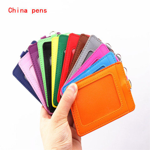Luxury quality PU Leather material double card sleeve ID Badge Case Clear Bank Credit Card Badge Holder Accessories ► Photo 1/6