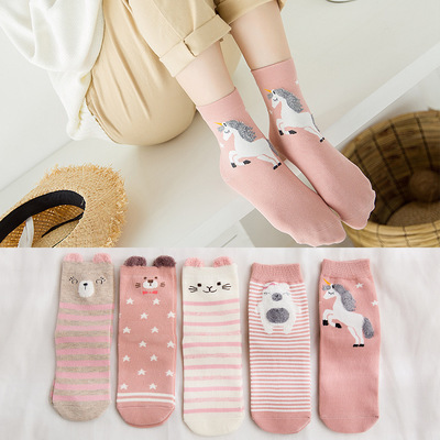 5pairs/pack 100% Cotton Kids Socks Lot Unicorn Unisex Baby Socks for Girls&boys Children Soft Winter Cute Cartoon Socks Set ► Photo 1/4