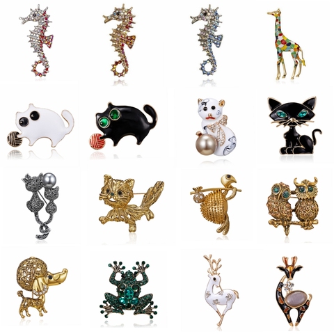 Rinhoo Enamel animal seahorse frog owl deer cat dog Brooches For women girl Brooch Pins Gift Cute Animal Casual Jewelry ► Photo 1/6