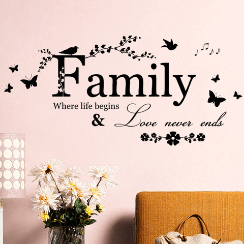 Family Love Never Ends Quote vinyl Wall Decal Wall Lettering Art Words Wall Sticker Home Decor Wedding Decoration ► Photo 1/4