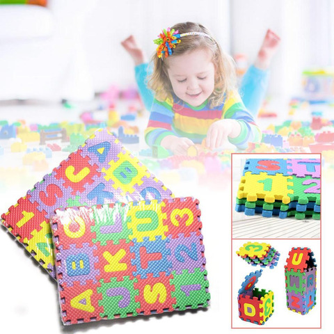HOT 36 pcs children mini EVA Foam Alphabet Letters Numbers Floor Soft Baby Mat 3D puzzle Kids Educational toys ► Photo 1/6