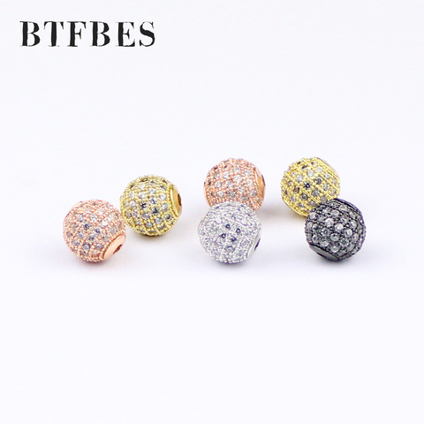 BTFBES 4pcs AAA White CZ Copper Ball beads 6/8/10mm Round Glamour Loose bead for Jewelry bracelet Necklace making DIY Accessorie ► Photo 1/5