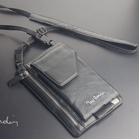 Pierre cardin male casual shoulder bag man bag cowhide genuine leather bag strap for iphone 6 to 7plus5.5 inch mobile phone bag ► Photo 1/1