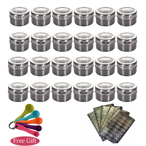 GOUGU Magnetic Spice Jars Container Set With Labels Stickers Pen Seasoning Bottle Pepper Storage Favor Of Elefants ► Photo 1/6