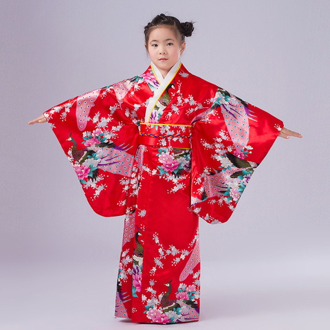 2022 new Child Novelty Cosplay Floaral Dress Japanese Baby Girl Kimono Dress Children Vintage Yukata Kid Girl Dance Costumes ► Photo 1/5
