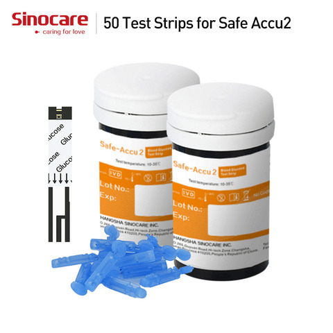 (50pcs for Safe-Accu2) Sinocare Blood Glucose Test Strips and Lancets for Diabetes Tester Blood Sugar Meter ► Photo 1/2