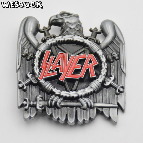WesBuck Brand New Style 3D Silver Eagle Slayer Rock Music Belt Buckle Metal Cowboy Belt Head With PU Belt ► Photo 1/5