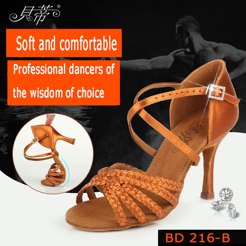 Latin dance shoes woman Dancing shoes for women girl Imported satin High quality professional dance shoes Deep skin Weaving AWL ► Photo 1/6