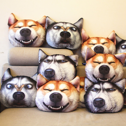 3D k-wow simulation funny pillow boys funny 2 ha pillow creative plush dog Husky Japanese Akita nap pillow ► Photo 1/6