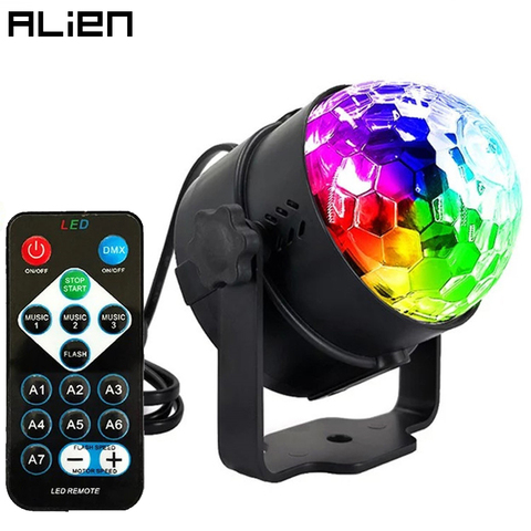 ALIEN 6W 7 Color RGB Remote LED Crystal Magic Ball DJ Disco Stage Lighting Effect Party Holiday Christmas Birthday Music Lamp ► Photo 1/6