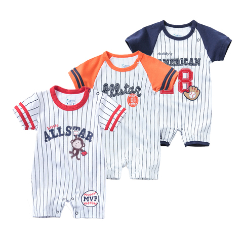 Summer Newborn Baby Clothes Boys Romper Short Sleeve Jumpsuit Cartoon Printed Sports Baseball Rompers Overalls Baby Clothes ► Photo 1/6