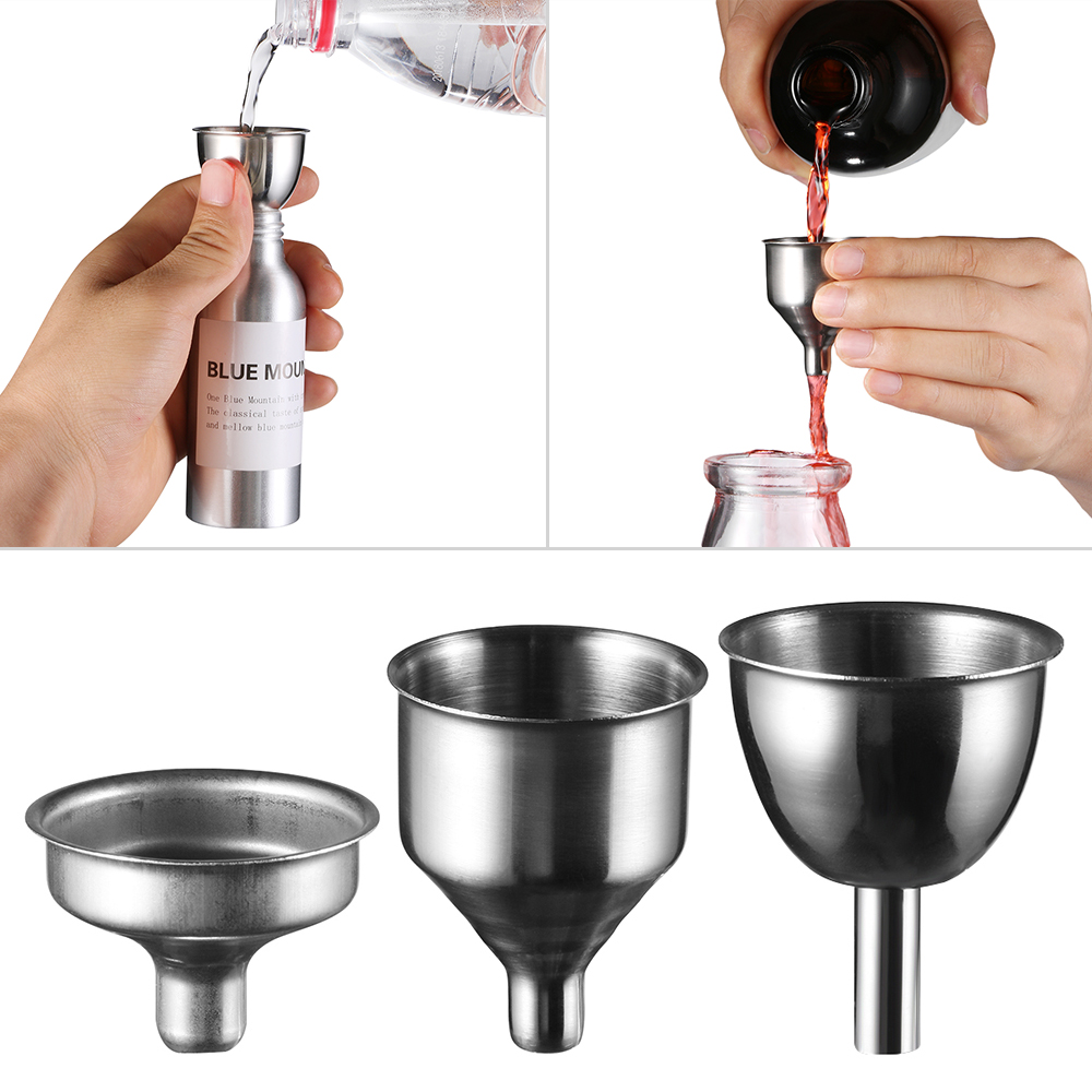 5x New Stainless Steel Funnel Filler for All Kind of Hip Flasks Whiskey Wine _A 