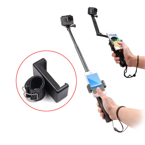 Self Selfie lock Clip Stick Handheld Monopod Adjustable Buckle Phone Holder Adapter for Gopro HERO 7 6 5 4 8 xiaomi yi 4K SJCAM ► Photo 1/6