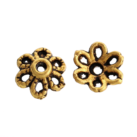 DoreenBeads Zinc Alloy Beads Caps Flower Antique Gold Color DIY Making Jewelry Findings(Fits 12mm Beads) 6mm x 2mm, 1000 PCs ► Photo 1/3