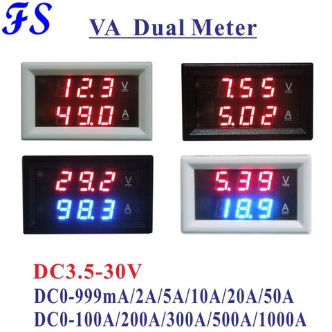 YB27VA LED Digital DC Voltage Current Dual Meter DC 3.5-30V Three Wires Ampere Volt Panel Meter DC 5A 10A 20A 50A 100A 200A 500A ► Photo 1/6