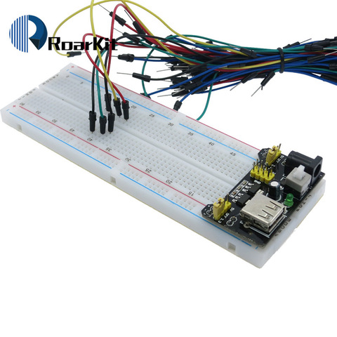 3.3V/5V MB102 Breadboard power module+MB-102 830 points Prototype Bread board for arduino kit +65 jumper wires wholesale ► Photo 1/6