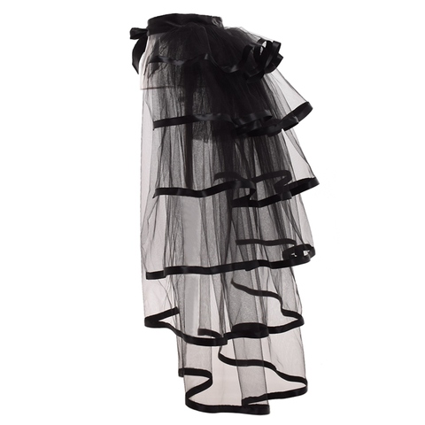 Party Tutu Tail Tiered Tulle Skirt Burlesque Steampunk Black Mesh Ruffle Layered Detachabl Bustle Over-skirt ► Photo 1/6