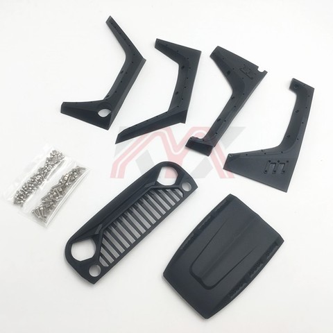 Nylon Angry Front Grille Engine Cover Wheel Eyebrow Set For 1/10 RC Crawler Car Jeep Wrangler Axial Scx10 90046 90047 90048 ► Photo 1/6
