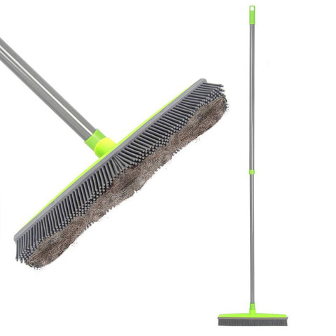Long Push Rubber Broom Bristles Sweeper Squeegee Scratch Free Bristle Broom for Pet Cat Dog Hair Carpet Hardwood Windows Clean ► Photo 1/1