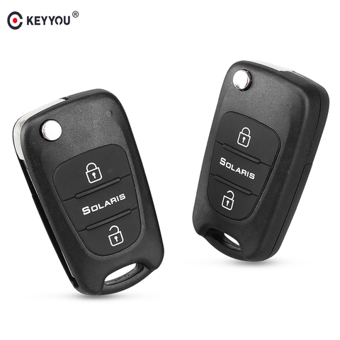 KEYYOU 3 Button Replacement Car Flip Folding Key Shell Blank Remote Fob Shell For Hyundai Solaris ► Photo 1/6