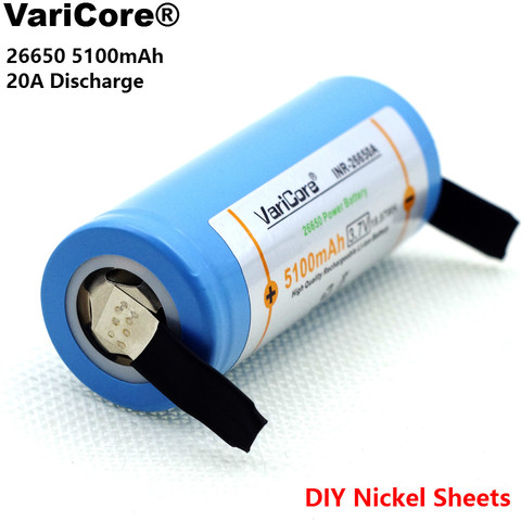 VariCore 26650 5100mAh Li-ion 3.7v Rechargeable Battery Discharge 20A 3.6V Power batteries + DIY Nickel Sheets ► Photo 1/4
