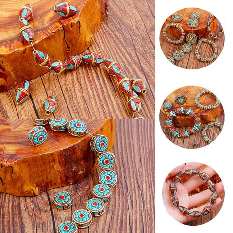 Hot 24Styles Retro Nepal Beads Handmade Red Coral Tibetan Bead Antique Golden For Jewelry Making DIY Bracelets ► Photo 1/6