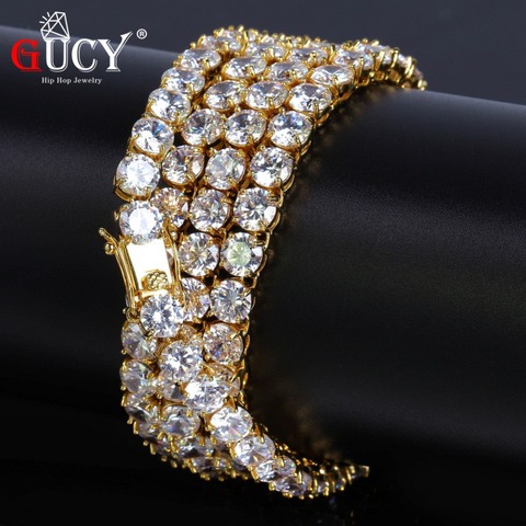 GUCY 2.5-10mm All Size  Iced Out Cubic Zircon 1 Row Tennis Chain Necklaces Hip hop Jewelry Gold Silver Color Men CZ Necklace ► Photo 1/6