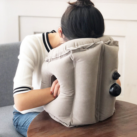 Upgraded Inflatable Air Cushion Travel Pillow Headrest Chin Support Cushions for Airplane Plane Car Office Rest Neck Nap Pillows ► Photo 1/6