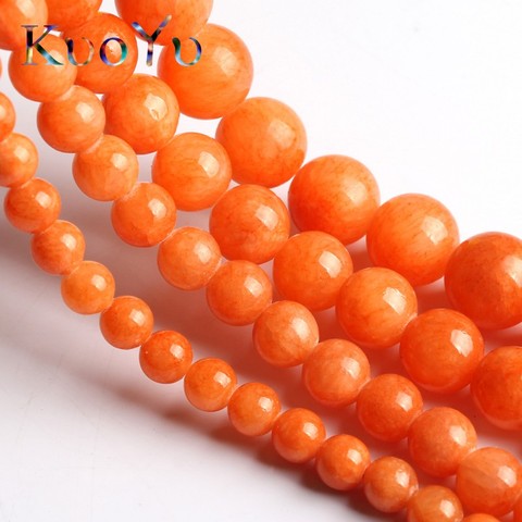Natural Orange Jades Chalcedony Stone Beads Round Loose Beads For Jewelry Making 15